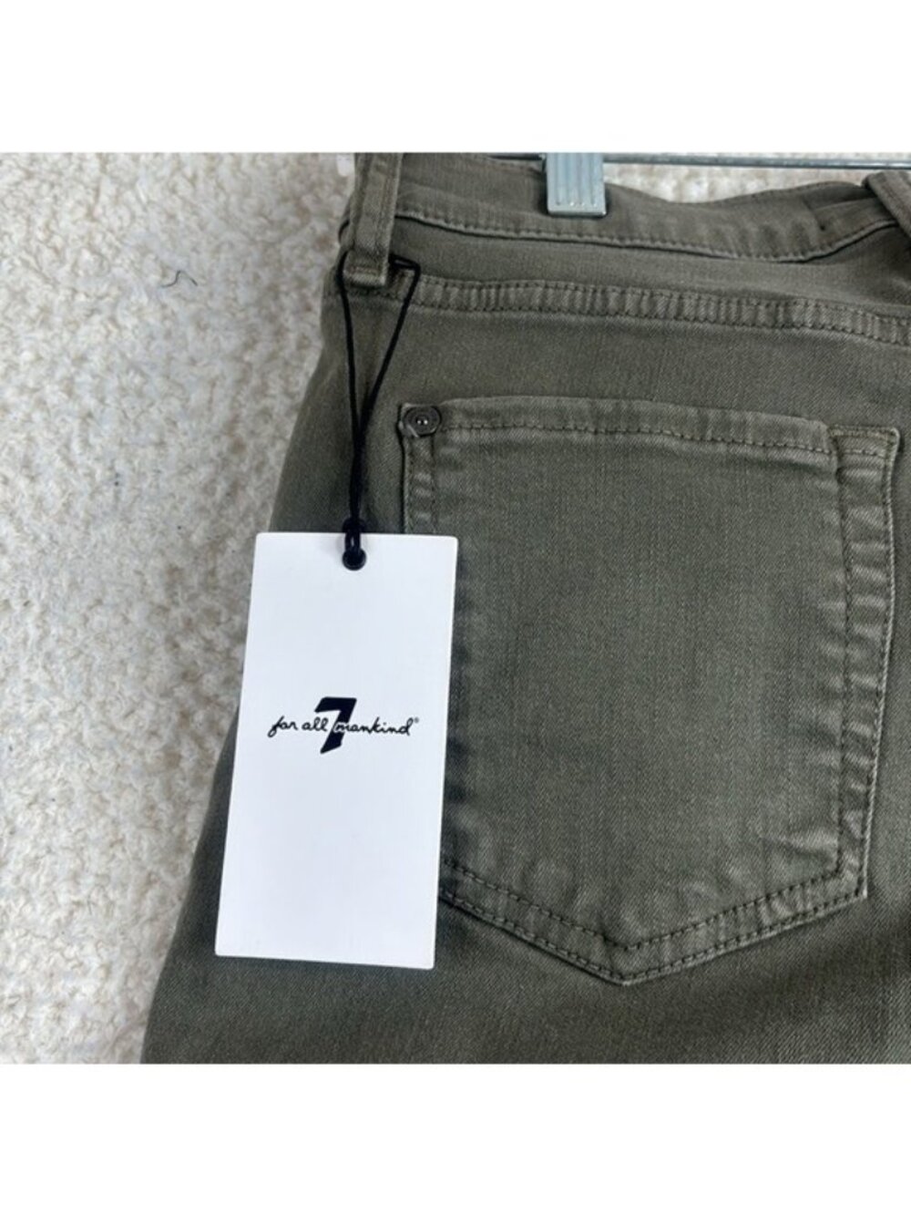 NWT 7 For All Mankind Womens Olive Green Stretch Ankle Skinny Jeans Size 25 - Picture 9 of 12